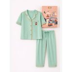 Kadın İstanbul Serisi Tren Desenli Premium Kutulu Pijama Takımı Yeşil