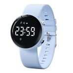 Kadın İzle Aktivite Fitness Tracker Kalori Adım Sayacı Pedometre Saatler Kadınlar için Spor Dijital Kronograf Silikon Kayış Su Geçirmez 3 Alarm Saatleri Kadın Saati Reloj para Mujer, Gri mavi