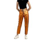 Kadın Jeans Bol Paça Yüksek Bel Mom Turuncu Kot Pantolon