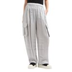 Kadın Jogger Stil Bel Ve Paça Uçları Lastikli Yan Cep Gri Pantolon XW000139 AF10839-M8047