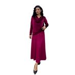 Kadın Kadife Bluz (Bordo, L-XL)