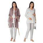 Kadın Kadife Sabahlıklı Uzun Kollu Hamile Lohusa Pijama Takımı, 2XL, Effortt8088-19804IGP2717733