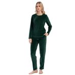 Kadın Kadife Uzun Kol Yeşil Pijama Takım C3T8N0O304 YEŞİL XL