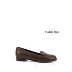 Kadın Kahve Antik Hakiki Deri Tokalı Babet