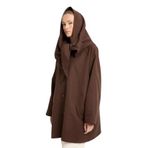Kadın Kahve Oversize Seyyar Yakalı Astarlı Tasarım trençkot 30009
