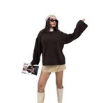 Kadın Kahve Oversize Yumoş Dokulu Kazak 7014