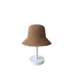 Kadın Kahverengi Hasır Örgü Bucket | Bohem Stil Plaj ve Güneş Şapkası