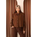Kadın Kahverengi Kısa Oversize Trençkot - 42