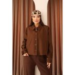 Kadın Kahverengi Kısa Oversize Trençkot
