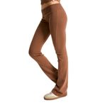 Kadın Kahverengi s5-81 Slim Fit Süper Esnek Kumaş Flare Fit Pantolon Kahve L