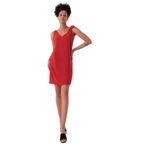 Kadın Kalın Askılı Mini Elbise 7002-450-0009 Bordo 38