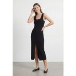 Kadın Kalın Askılı Yırtmaçlı Elbise - 31861ELB - BLACK