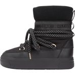 Kadın Kalın Bağcıklı Deri Düz Taban Çoraplı Siyah Bot & Bootie FW0FW09260-BDS