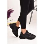 Kadın Kalın Comfort Taban Günlük Sneaker Spor Ayakkabı - Siyah