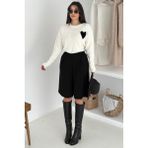 Kadın Kalpli Kalın Triko Kazak – Oversize & Minimal Romantik Stil - Beyaz - Standart