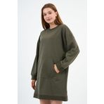 Kadın Kanguru Cepli Oversize Tunik (B24-00225) HAKİ M