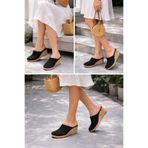 Kadın Kapalı Burun Espadril – Dolgu Topuk & Keten Terlik Modeli Siyah 34