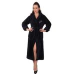 Kadın Kapşonlu Nakışlı%100 Bambu Uzun Sabahlık lacivert 2XL