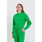 Kadın Kapüşonlu 3 İplik Sweatshirt Yeşil