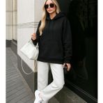 Kadın Kapüşonlu Cepli Siyah Tunik Sweatshirt
