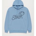 Kadın Kapüşonlu Dünya Baskılı Mavi Sweatshirt