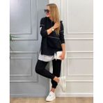 Kadın Kapüşonlu Etek Ucu Detay Iki Iplik Kumaş Ikili Takım (Renk Seçenekli) - Siyah - 5XL