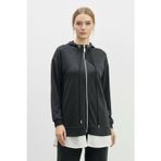 Kadın Kapüşonlu Fermuarlı Tunik Pantolon Takımı-14427 - BLACK