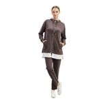 Kadın Kapüşonlu Fermuarlı Tunik Pantolon Takımı-14427 - BROWN