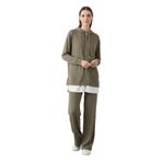 Kadın Kapüşonlu Fermuarlı Tunik Pantolon Takımı-14427 - KHAKI