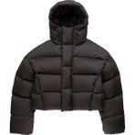 Kadın Kapüşonlu Şişme Mont - Siyah - XS