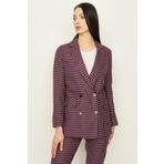 Kadın Kareli Blazer Ceket Mor 34