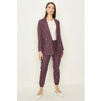Kadın Kareli Blazer Ceket Mor 40