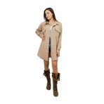 Kadın Kaşe Oversize Geniş Kesim Iki Cepli Kışlık Ceket Spor Koton Oduncu Gömlek 3270250 Bej 36