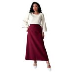 Kadın Kaşe Uzun Etek (Bordo, L-XL)
