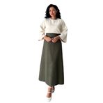 Kadın Kaşe Uzun Etek (Haki Yeşil, 4XL-5XL)