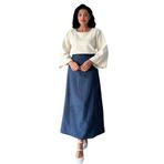 Kadın Kaşe Uzun Etek (İndigo Mavisi, 2XL-3XL)
