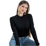 Kadın Kaşkorse Dik Yaka Body (Siyah, S)