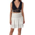 Kadın Katlı Smock Bel Mini Short Etek – Summer Layers, beyaz, m