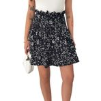 Kadın Katlı Smock Bel Mini Short Etek – Summer Layers, lacivert, m