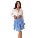 Kadın Katlı Smock Bel Mini Short Etek – Summer Layers, mavi, s