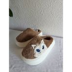 Kadın Kedili Peluş Rahat Ev Terliği 25BNT133 - Camel