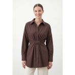 Kadın Kemer Detaylı Kuşaklı Gömlek – 20761GML - BROWN