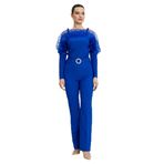 Kadın Kemerli Pantolon - Taş Detaylı Kemer, Şık ve Modern Tasarım - Günlük ve Özel Kullanımlar için Pantolon, Saks, 44