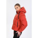 Kadın Kiremit Kapüşonlu Şişme Mont 5009 - XL