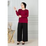Kadın Kırmızı Anne Penye Bluz - 3XL