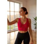 Kadın Kırmızı Derin Göğüs Dekolteli Şık Crop Top Bluz – Şık, Rahat Ve Kolay Kombinlenebilir
