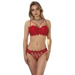 Kadın Kırmızı Destekli Dantelli Bralet Sütyen Külot Takım, 75B, BB4491NT-19804IGP27190913