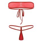 Kadın Kırmızı Transparan Seksi Sütyenli Fantezi İç Çamaşırı Takımı (Kırmızı, M)