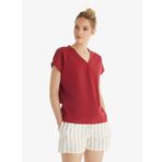 Kadın Kısa Kol Şortlu Bordo Pijama Takımı 60553-59 BORDO XL