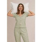 Kadın Kısa Kollu Fiyonklu Fitilli Pijama Takımı